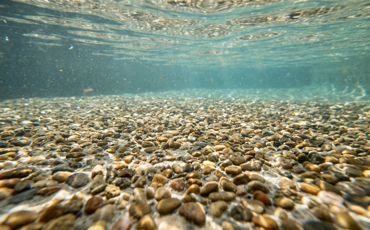 PebbleTec's exposed-aggregate texture is what makes most standard vacuums struggle.