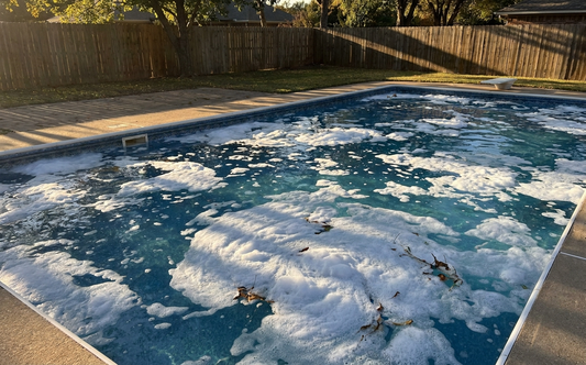 Pool foam looks like bath suds but does not pop on its own