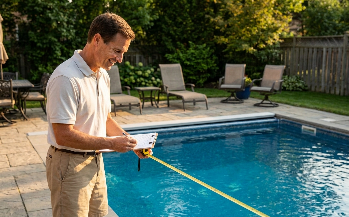 Measuring pool dimensions before calculating volume