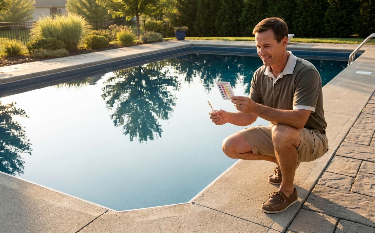 Testing water chemistry is the first step in any weekly pool care routine