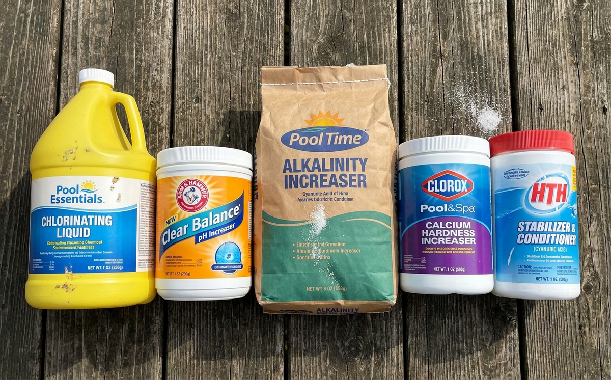 The five core pool opening chemicals handle almost all opening tasks