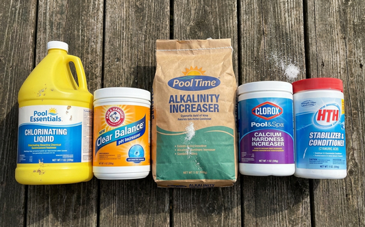 The five core pool opening chemicals handle almost all opening tasks