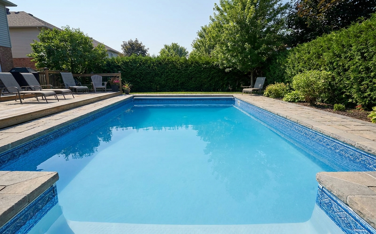 A residential vinyl liner pool benefits from a cleaner designed around liner care