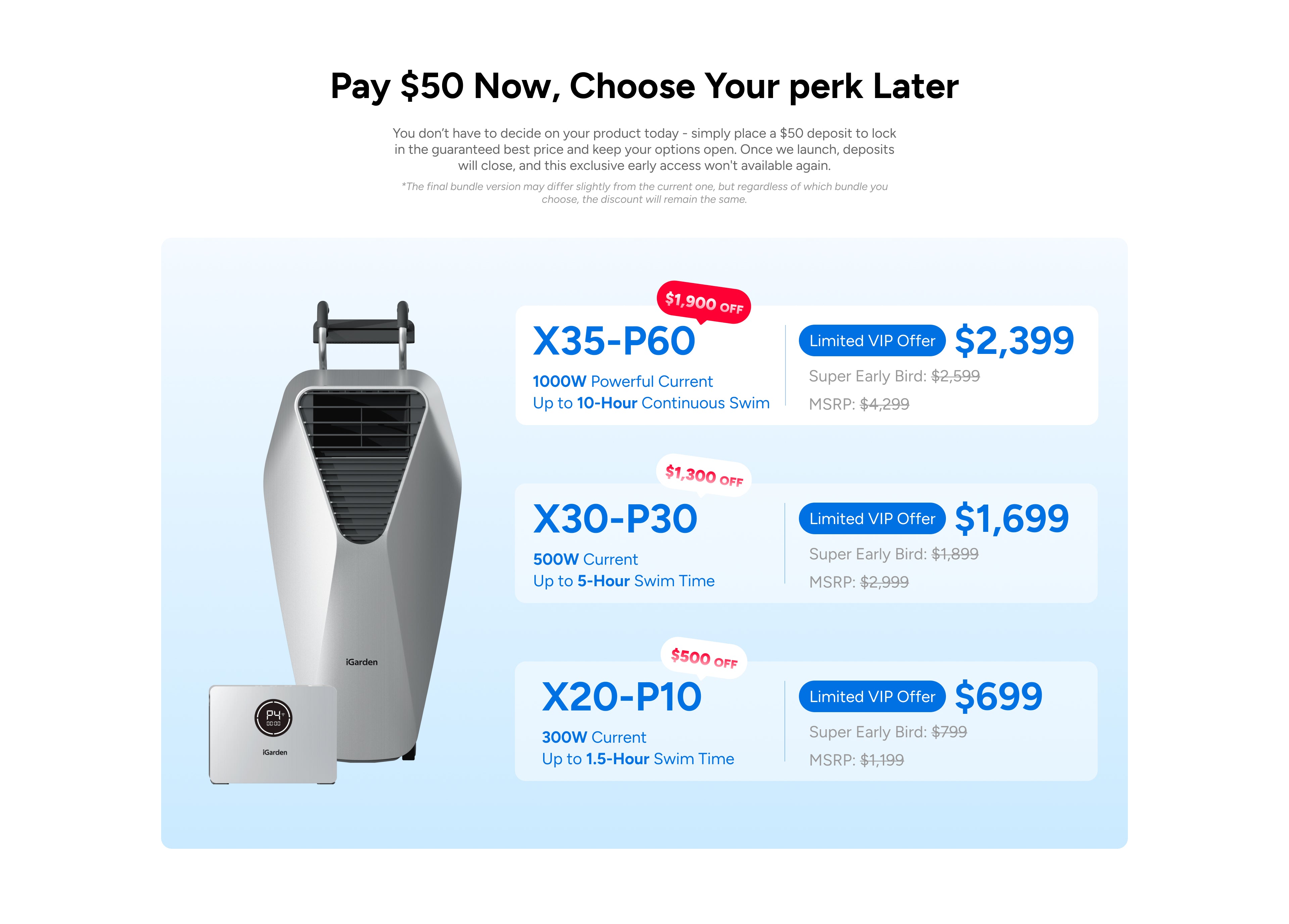 $50 World’s First AI Powerful & Portable SwimJet X Series VIP Reservation