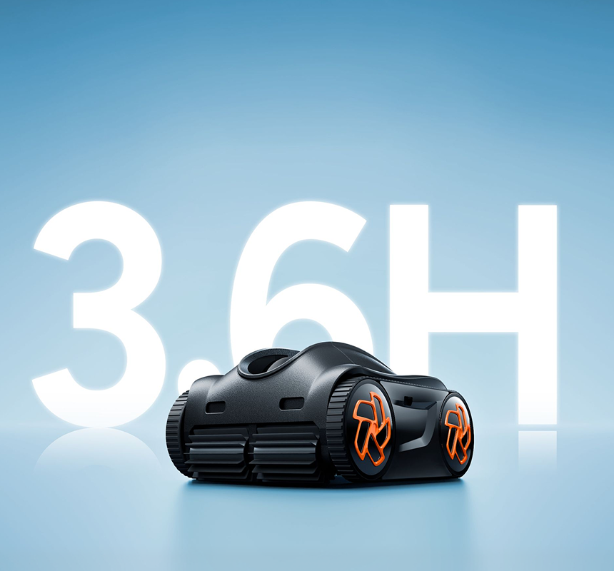 One Charge. 3.6 Hours. 3,270 ft².