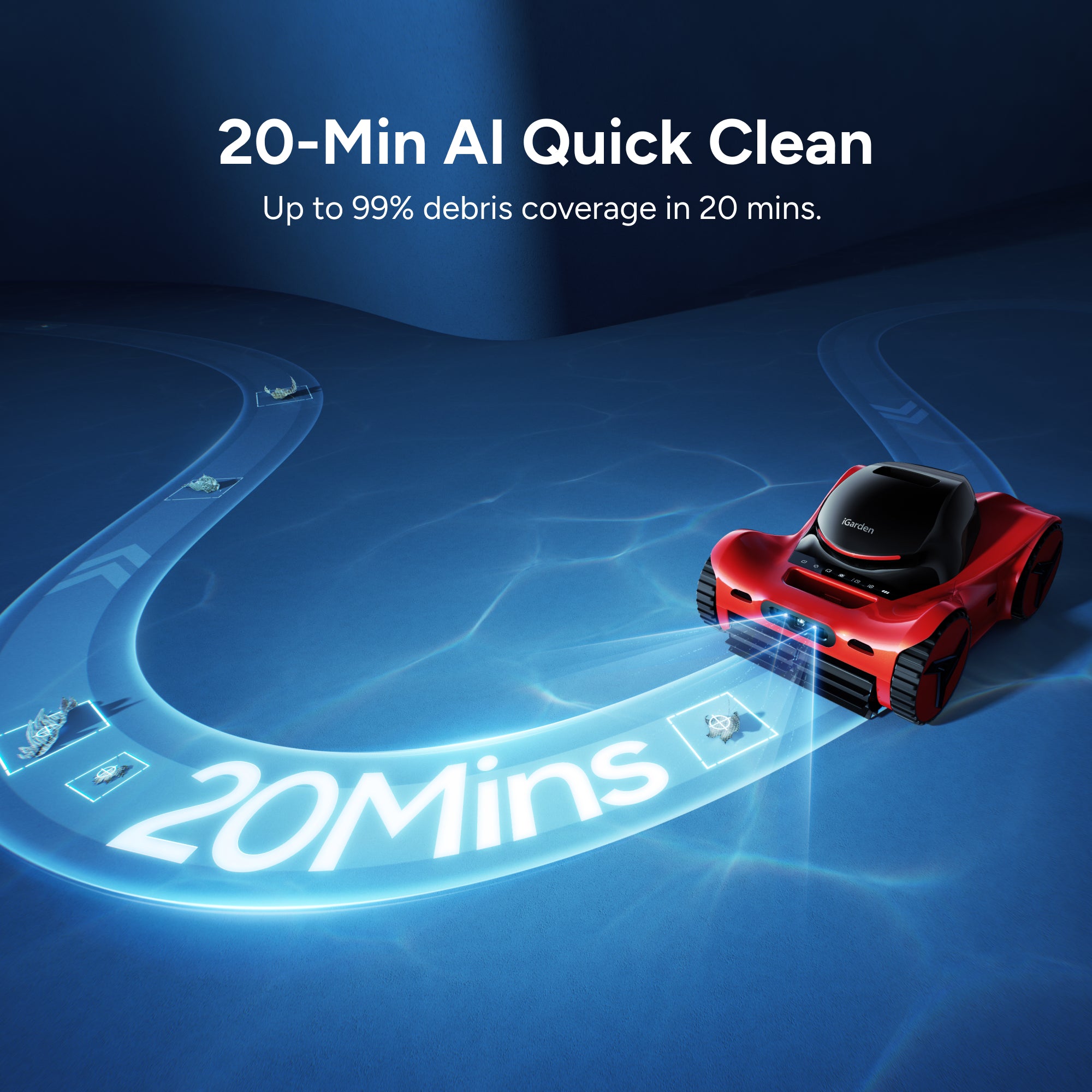 iGarden Robotic Pool Cleaner M1-AI 20-Min AI Quick Clean