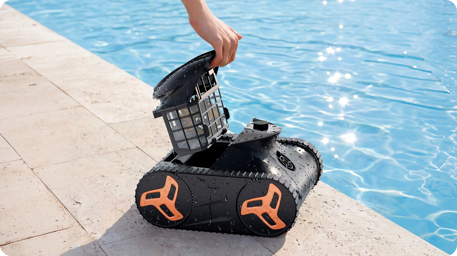 Pool cleaner climbing pool steps