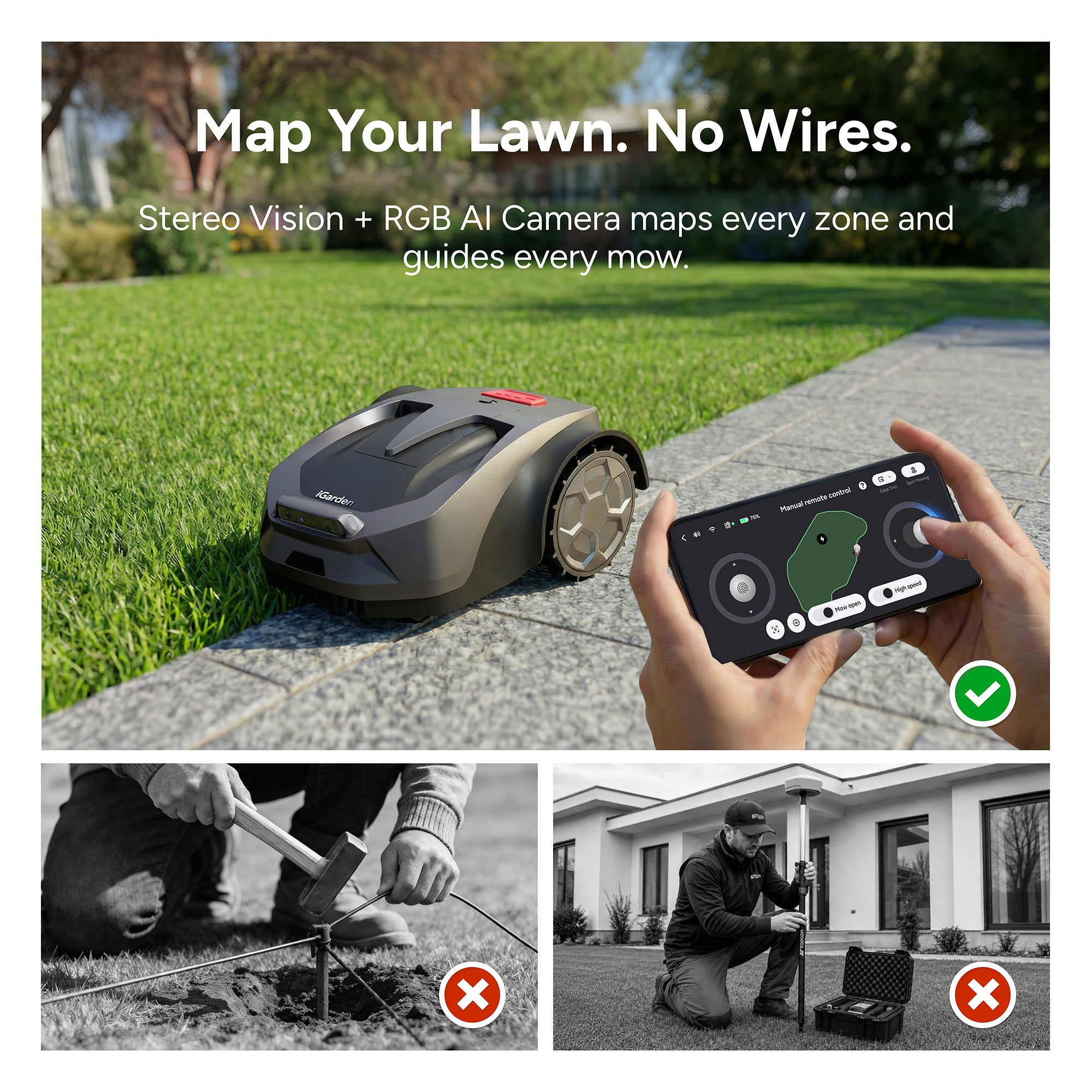 iGarden Robotic Lawn Mower R Series  Stereo Vision and AI Camera