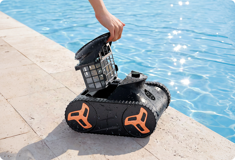 Pool cleaner climbing pool steps