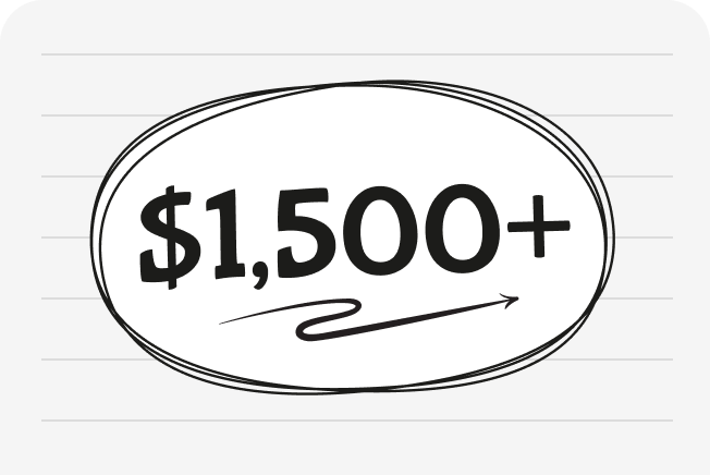 $1,500+