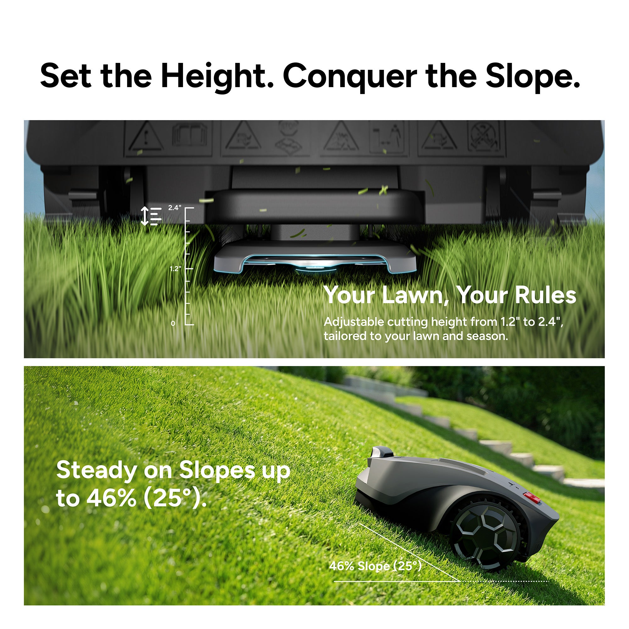 iGarden Robotic Lawn Mower R Series Set the Height Conquer the Slope