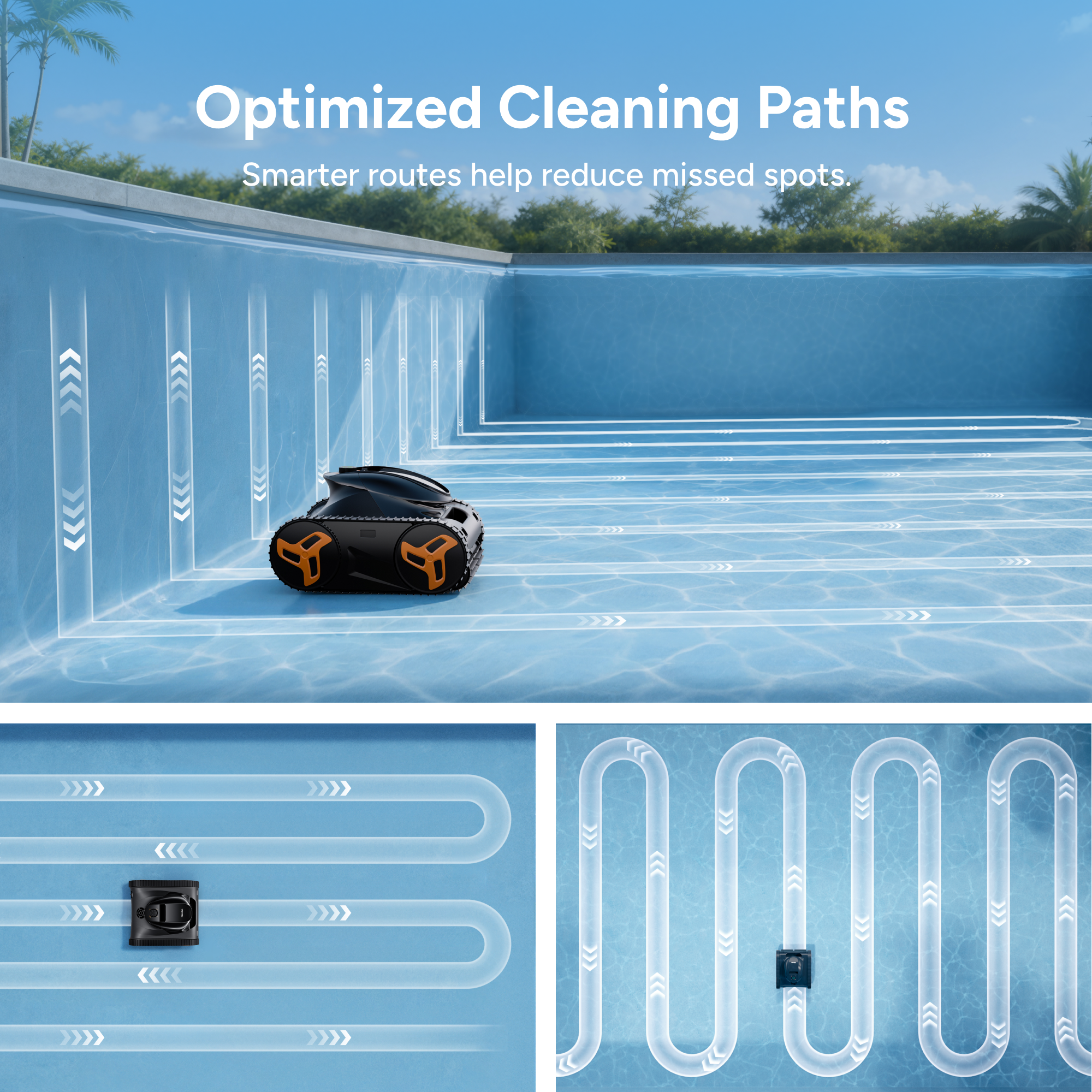 iGarden Robotic Pool Cleaner KN-AI Series Optimized Cleaning Paths