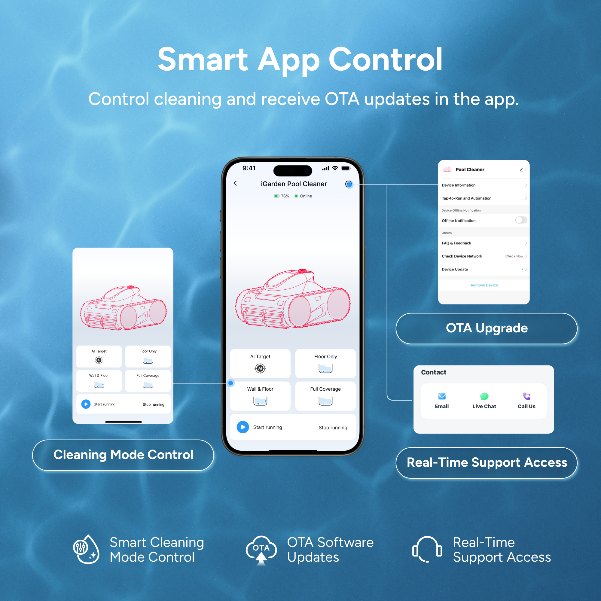 iGarden Robotic Pool Cleaner KN-AI Series Smart App Control