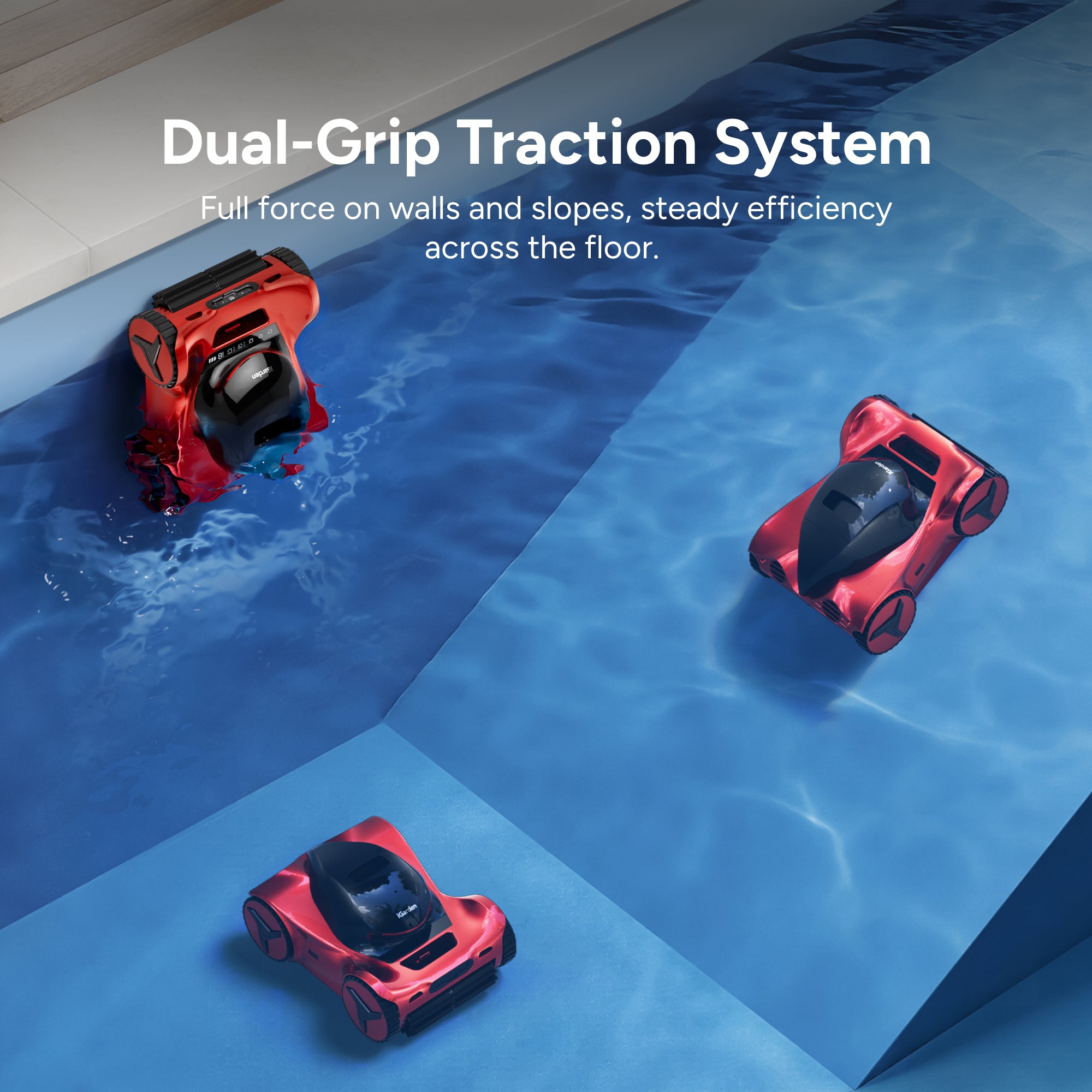 iGarden Robotic Pool Cleaner M1-AI Dual-Grip Traction System